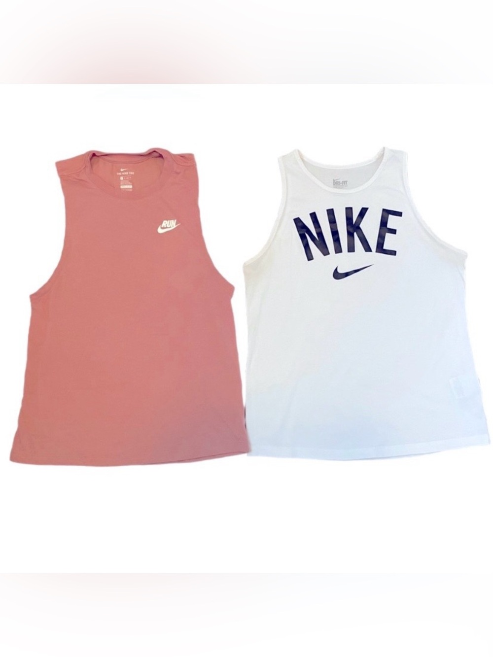 Nike Women's Dry Fit Tank Tops - Mauve and White Size S